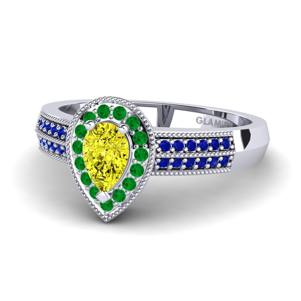 9ct White Gold Yellow Diamond Engagement Ring Cecilia