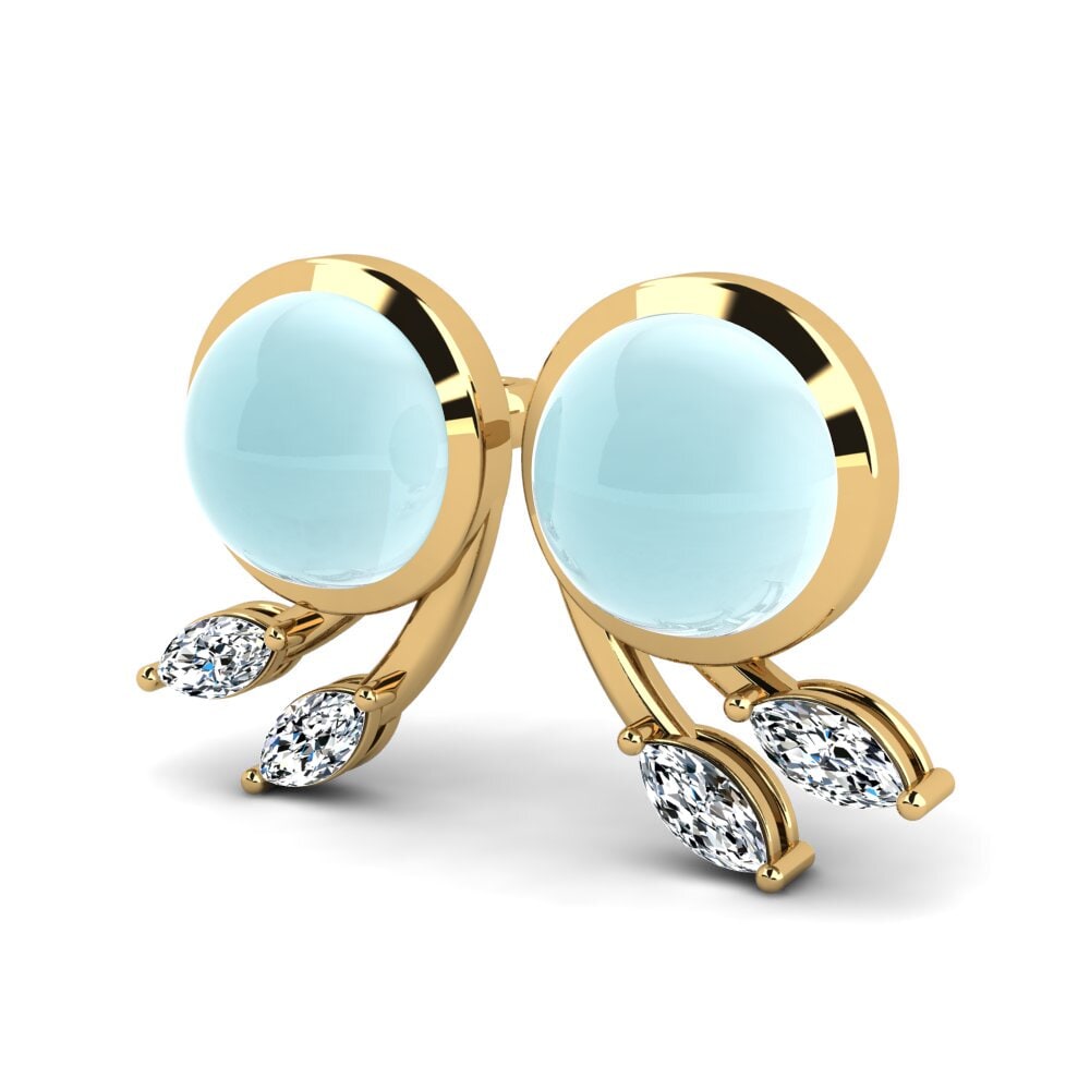 Gelbgold 585 Cabochon Aquamarin Damen ohrring Cedrica