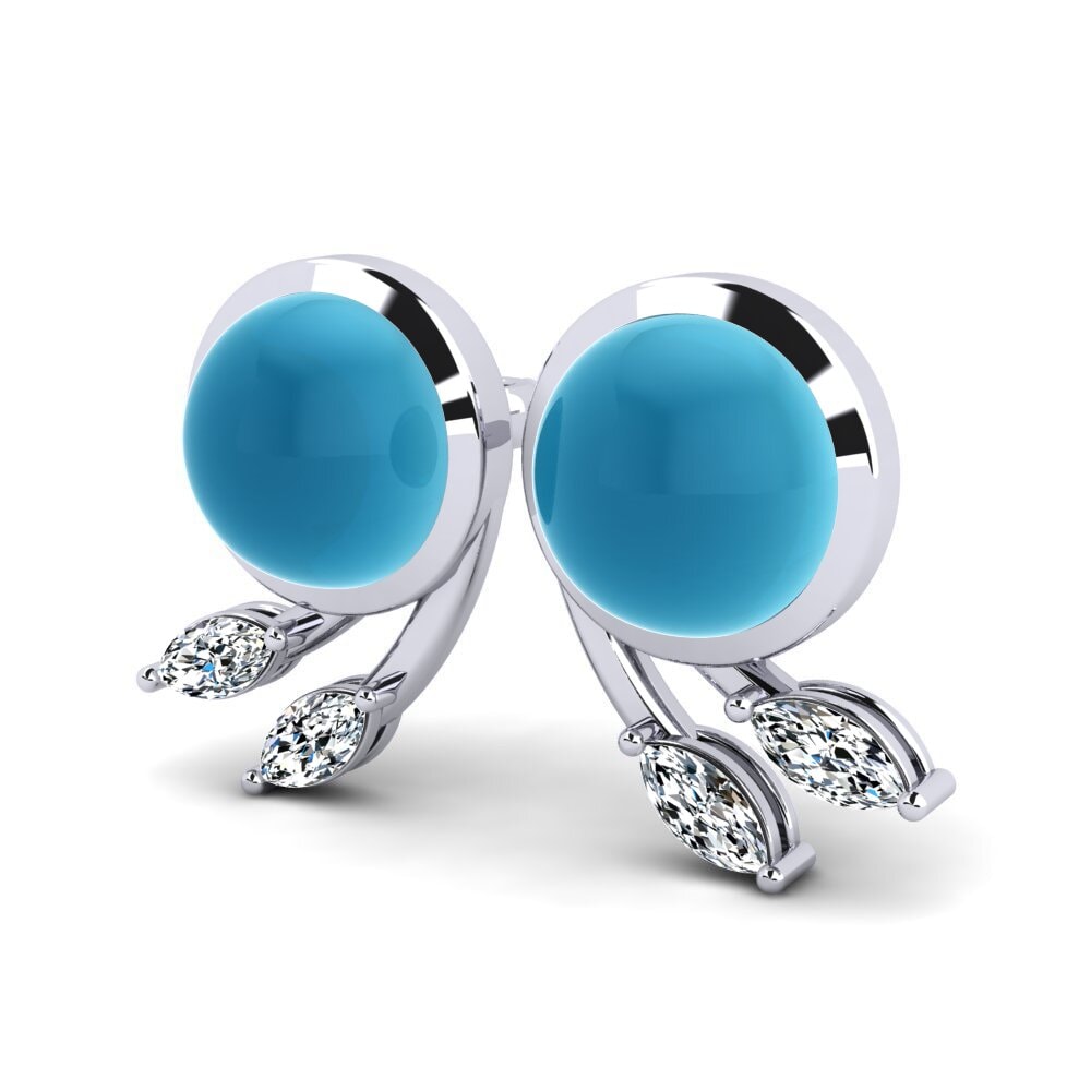 Đá Cabochon Topaz Xanh Bông tai nữ Cedrica