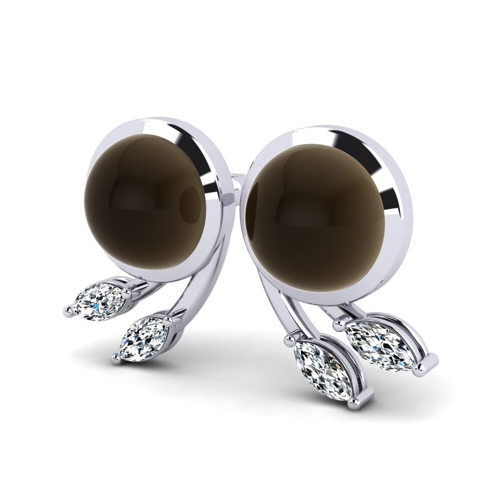 Đá Cabochon Thạch Anh Khói Bông tai nữ Cedrica