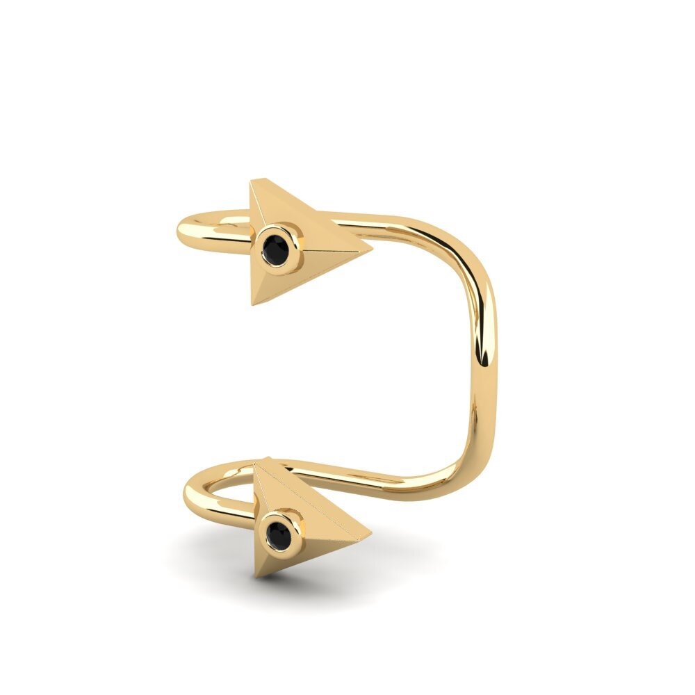 14k Oro Amarillo Diamante Negro Pendiente de mujer Ceklip