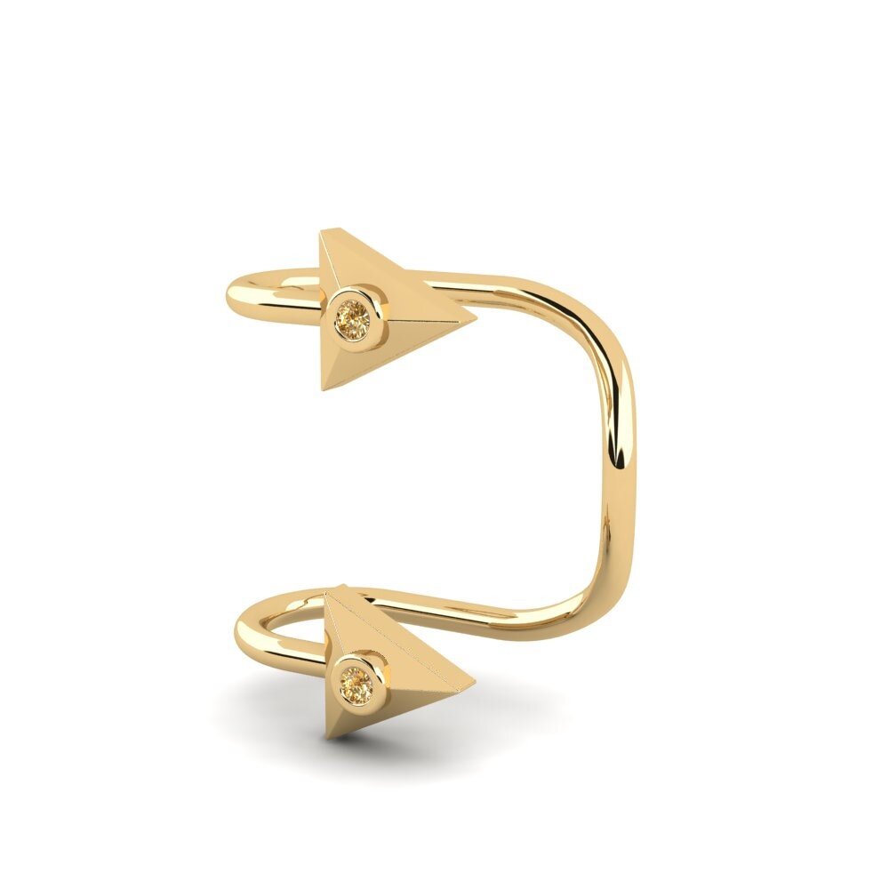 14ct Yellow Gold Brown Diamond Women's Earring Ceklip