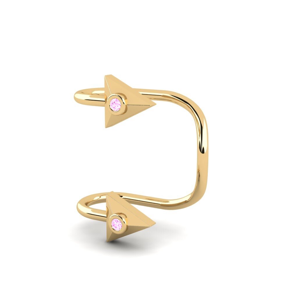 14ct Yellow Gold Pink Sapphire Women's Earring Ceklip
