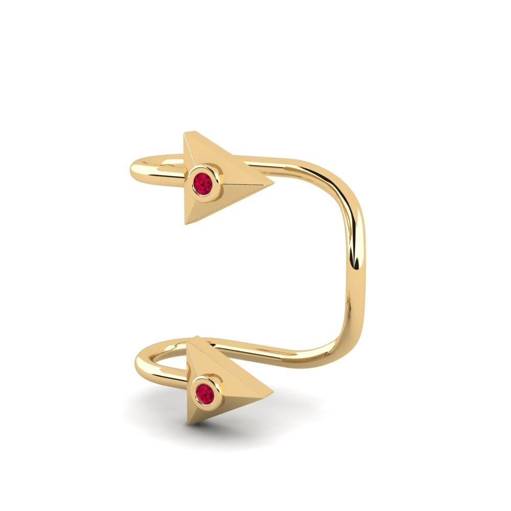14ct Yellow Gold Ruby Women's Earring Ceklip