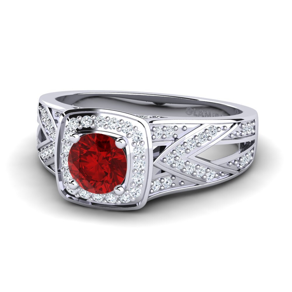 Rubí (Creado en laboratorio) Anillo de compromiso Celesse