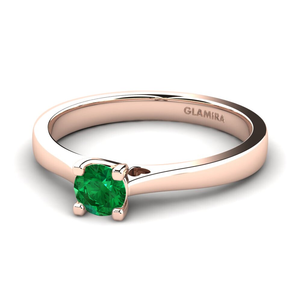 18k Rose Gold Emerald (Lab Created) Engagement Ring Céline