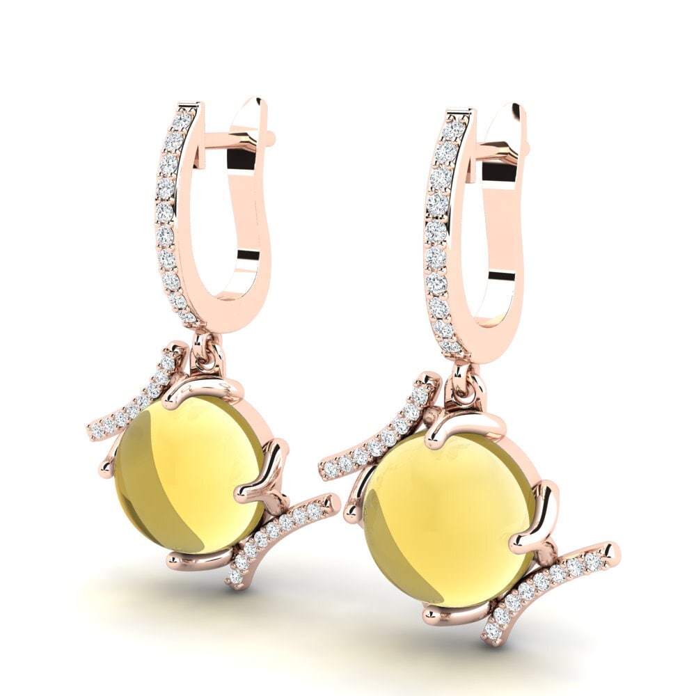 18k Oro Rosa Citrino Cabujón Pendiente de mujer Celinka