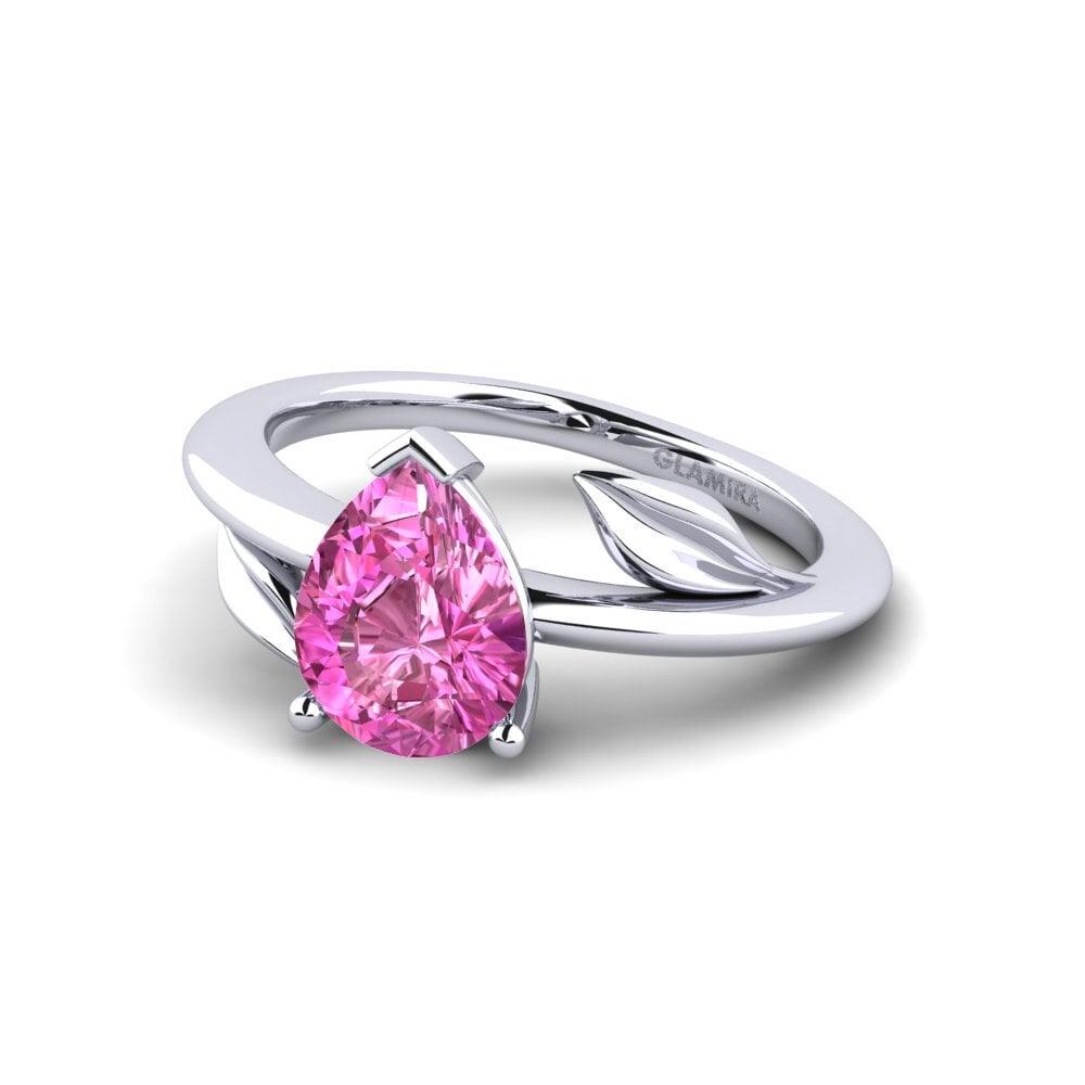 9ct White Gold Pink Topaz Engagement Ring Cemynds - Pear