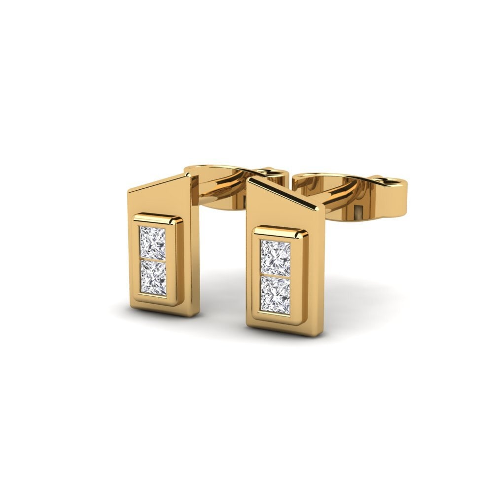 14k Oro Amarillo Princesa Pendiente de mujer Cephalique