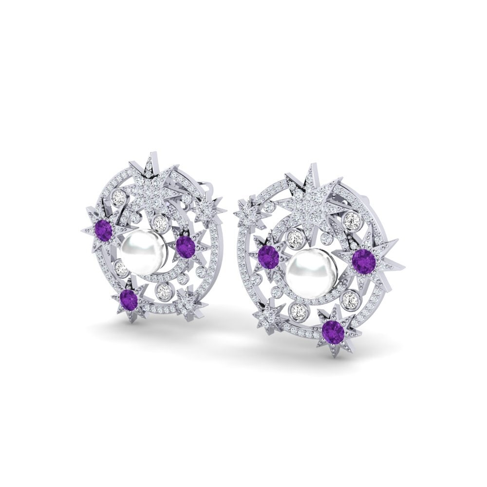 Amethyst Women's Earring Cerchiodi Stelle