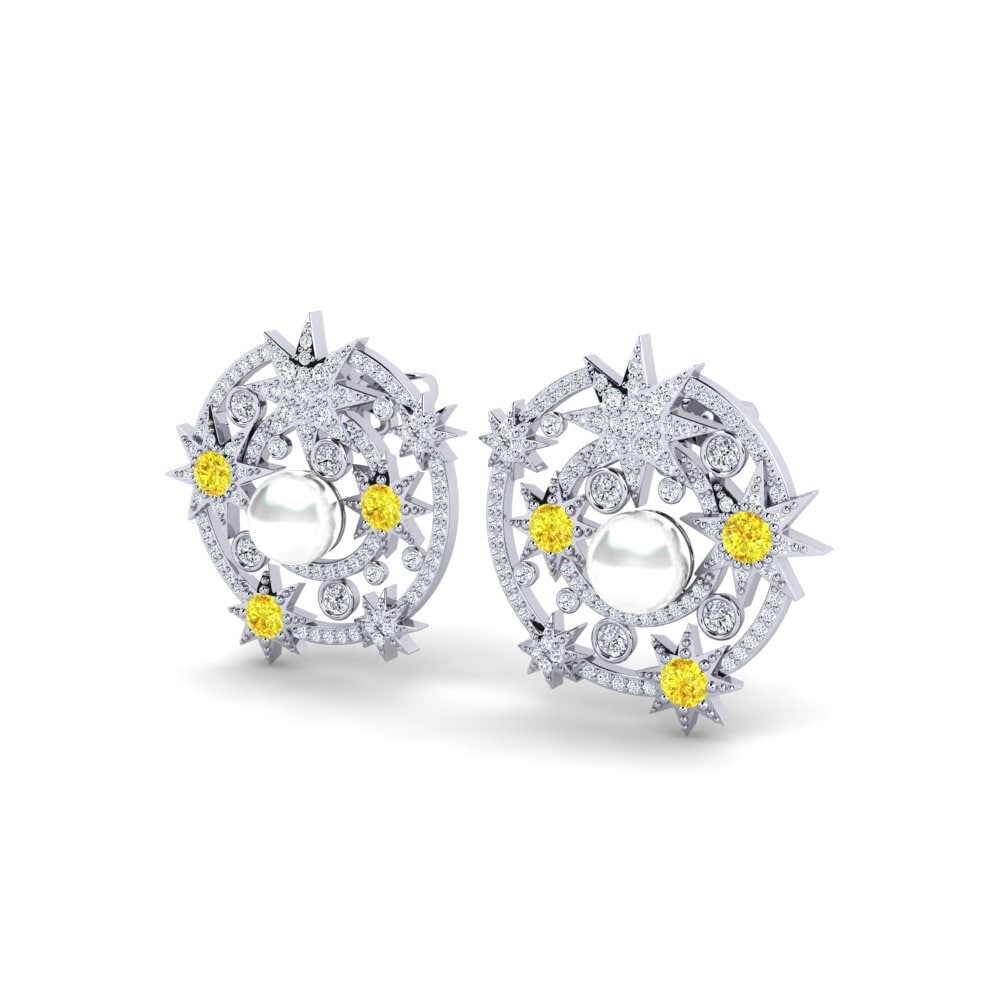 Yellow Sapphire Women's Earring Cerchiodi Stelle