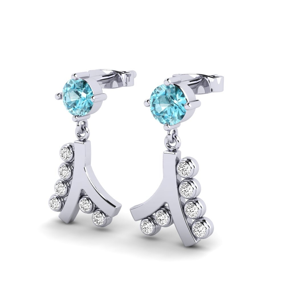 Zircon Bleu Boucle d'oreille femme Cercueil