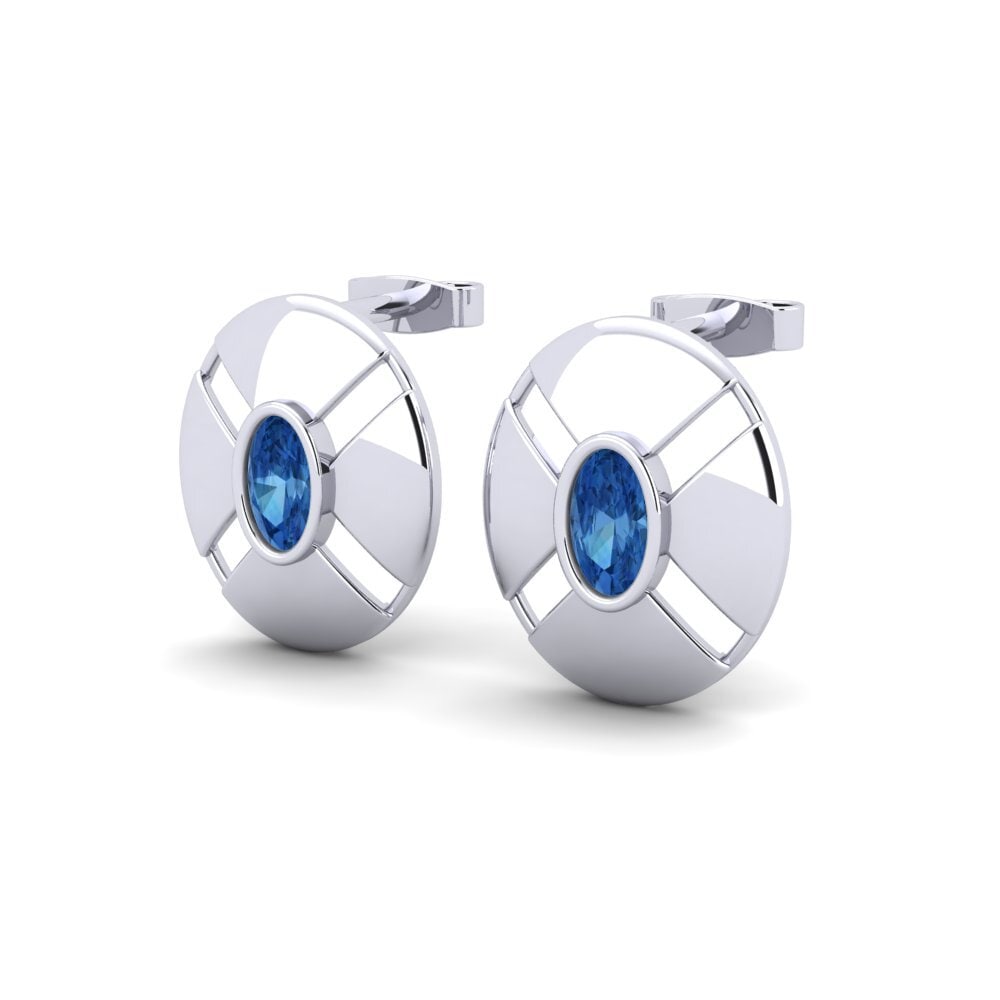 Ovalado Circonita Azul Oscuro Pendiente de mujer Ceremonial
