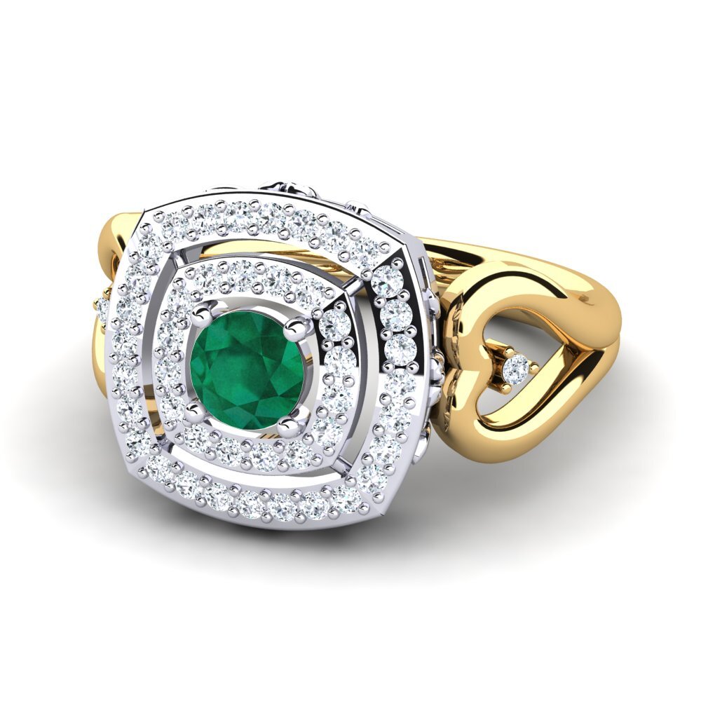 Vàng-Trắng 14K Đá Emerald / Ngọc lục Bảo Nhẫn đính hôn Ceria