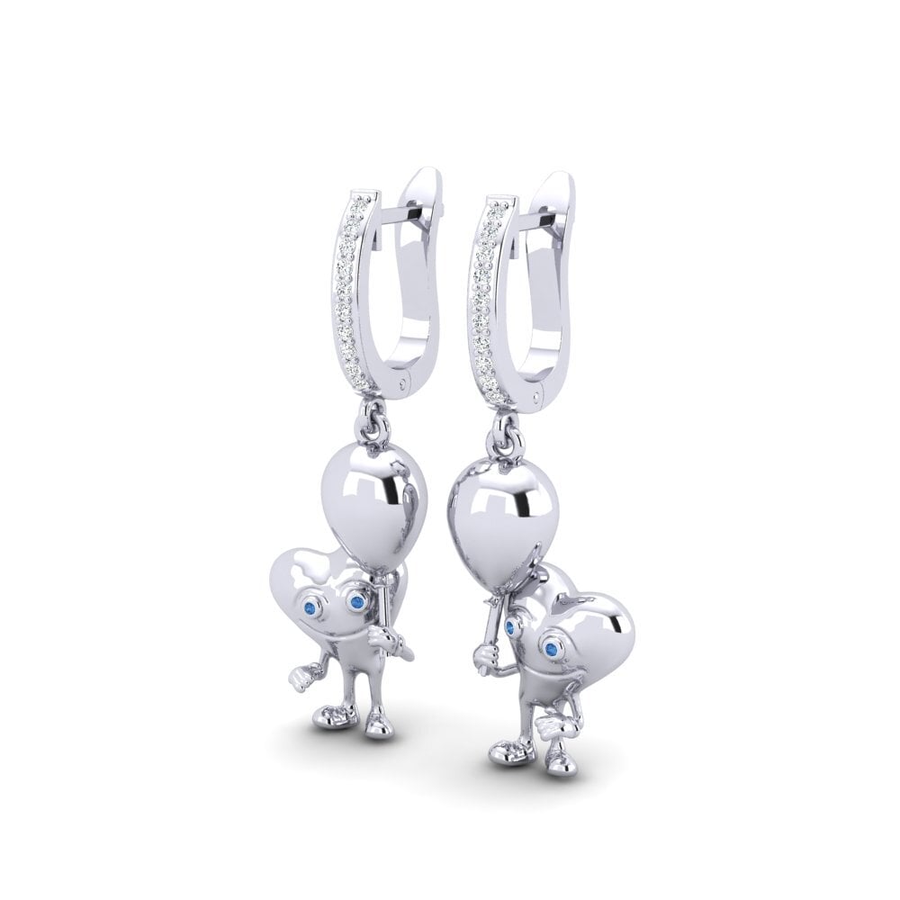 Zircônia azul escuro Brincos Feminino Cerium
