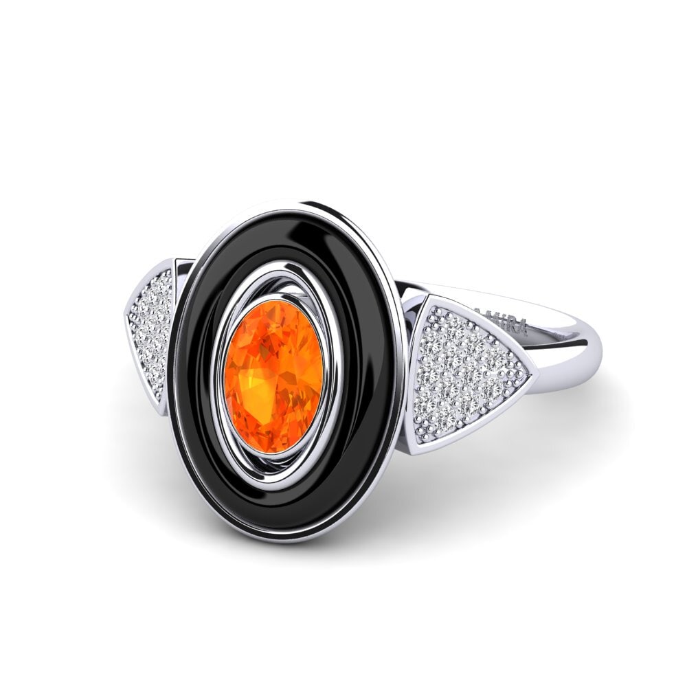 Ovalado Zafiro Naranja Anillo Cessna