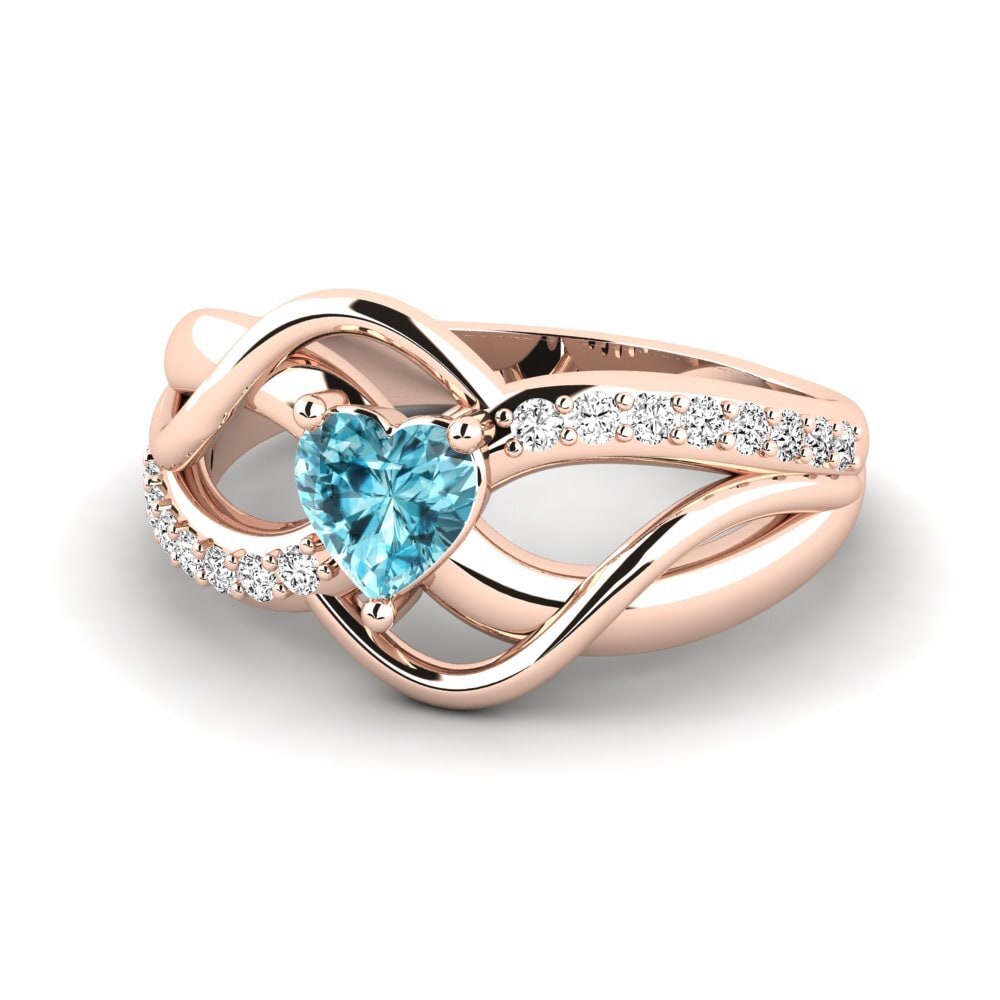 Corazón Circón Azul Anillo Cgani