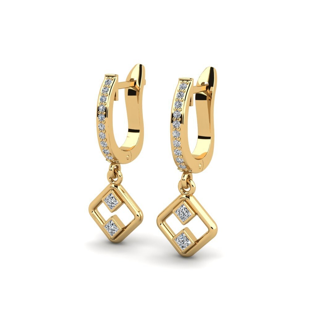 18k Oro Amarillo Princesa Pendiente de mujer Chaintwist
