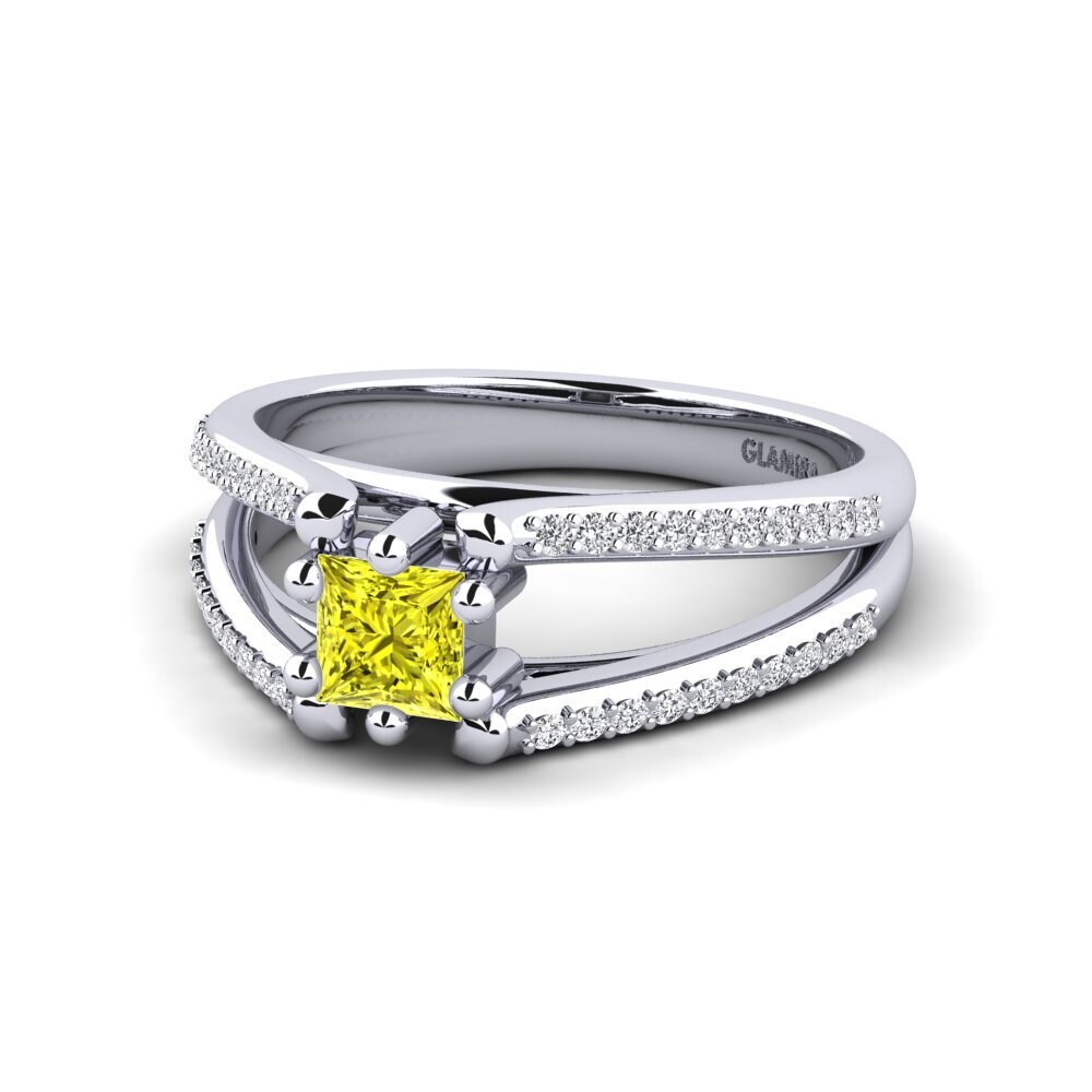 Diamante Amarelo Anel de Noivado Chakra