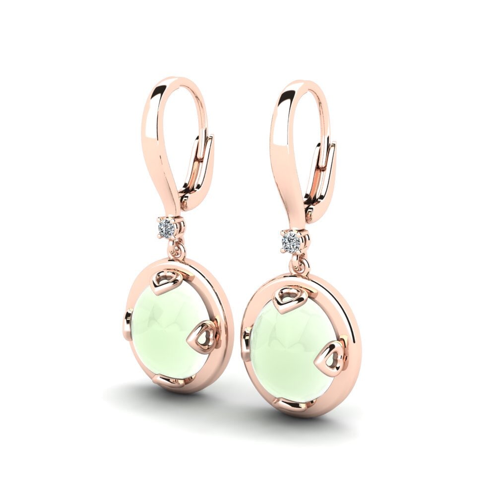 14ct Rose Gold Cabochon Green Amethyst Women's Earring Chalise