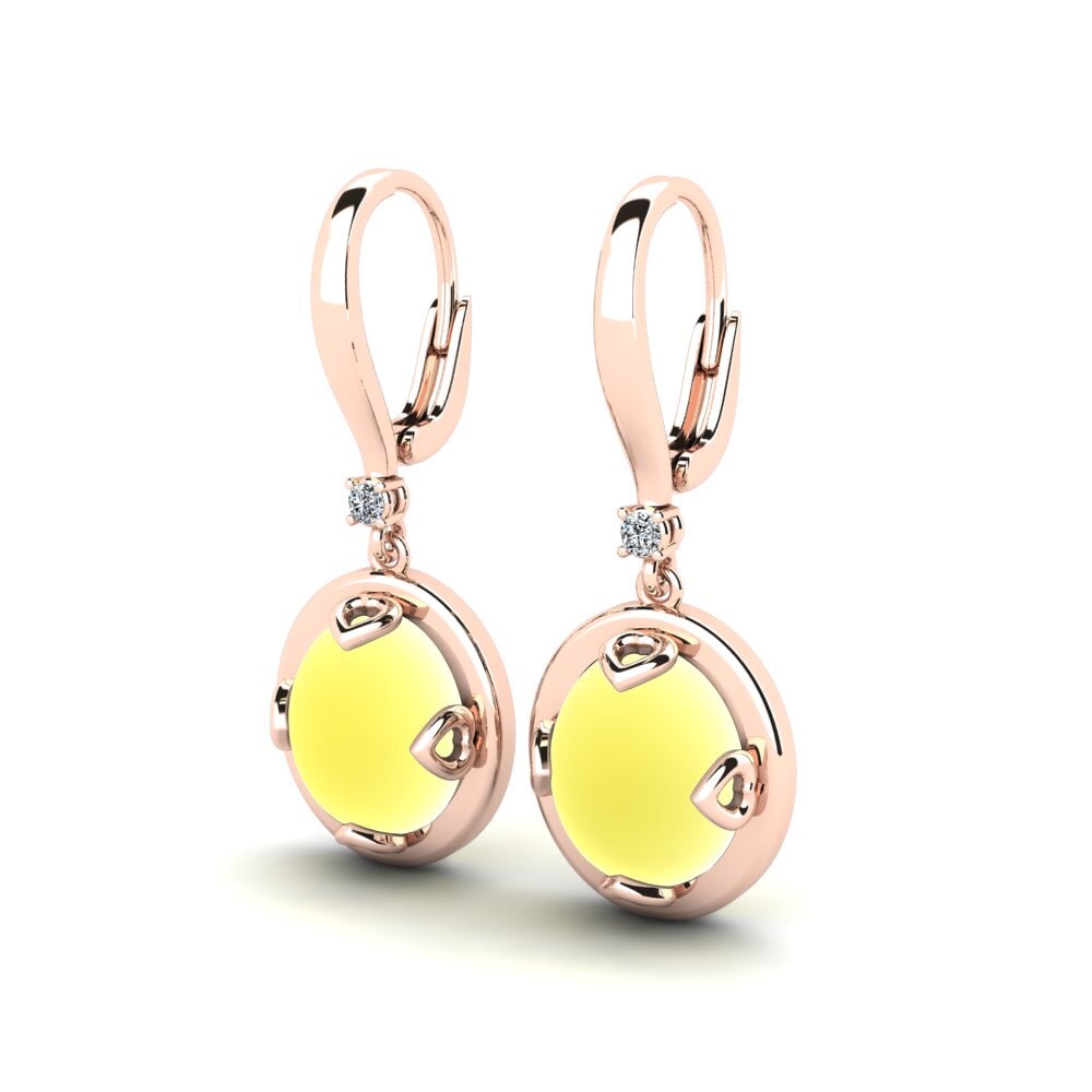 18ct Rose Gold Cabochon Lemon Topaz Women's Earring Chalise