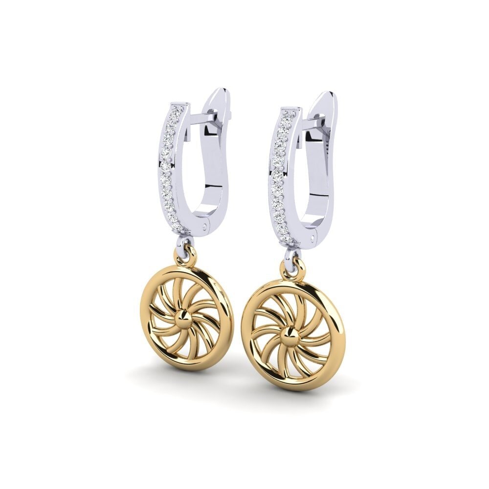 14k Oro Blanco / Amarillo Pendiente de mujer Challeng