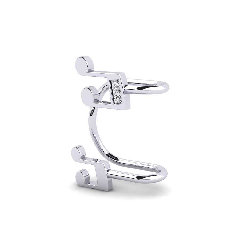 18k Oro Blanco Diamante cultivado en laboratorio Pendiente de mujer Chambers