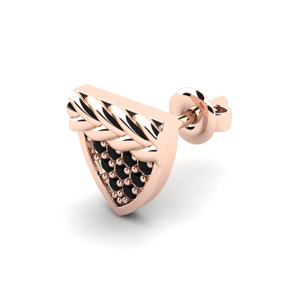 9ct Rose Gold Black Sapphire Men's Earring Chambord