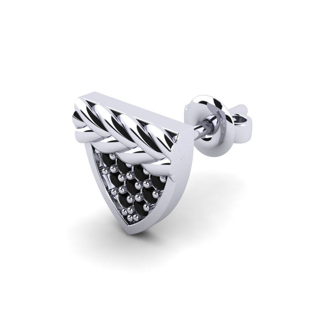 9ct White Gold Black Sapphire Men's Earring Chambord