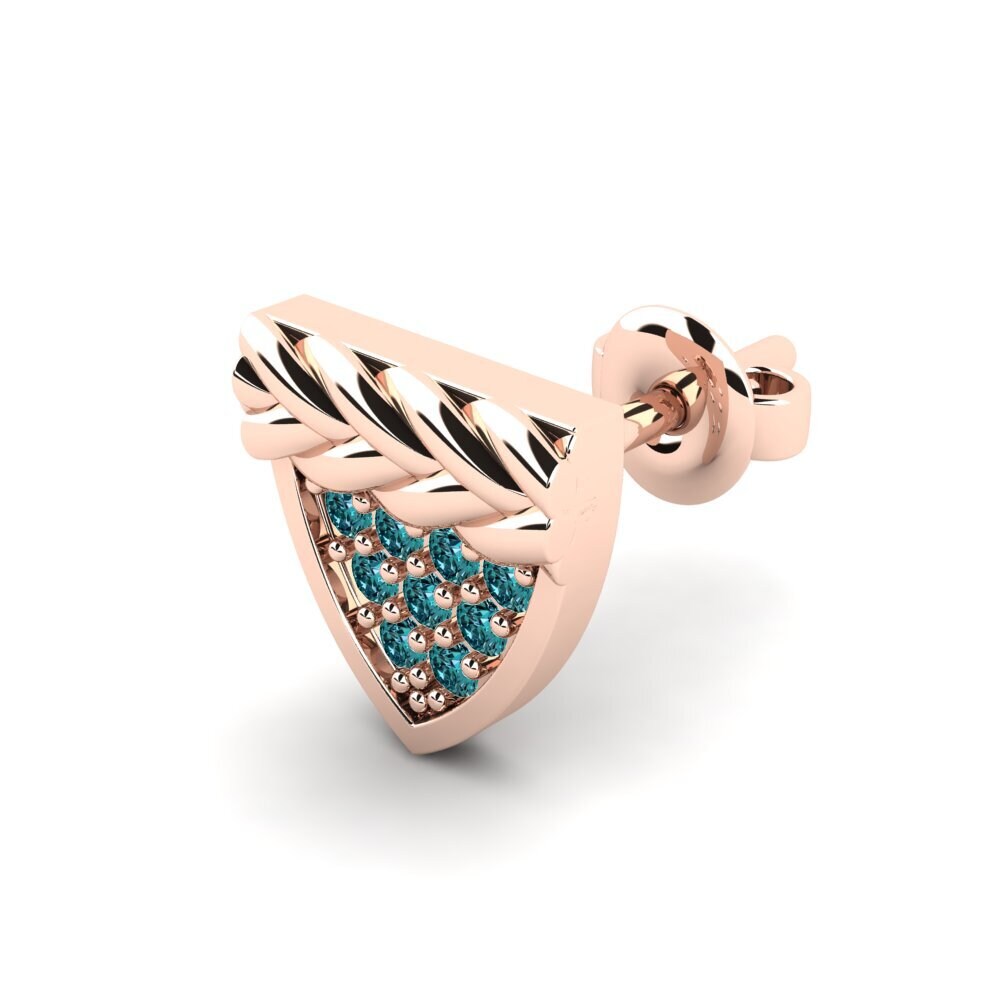 14ct Rose Gold Blue Diamond Men's Earring Chambord