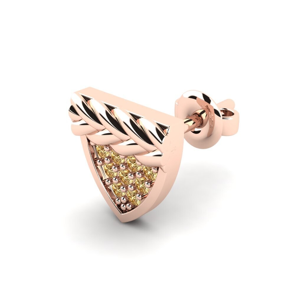 14ct Rose Gold Brown Diamond Men's Earring Chambord