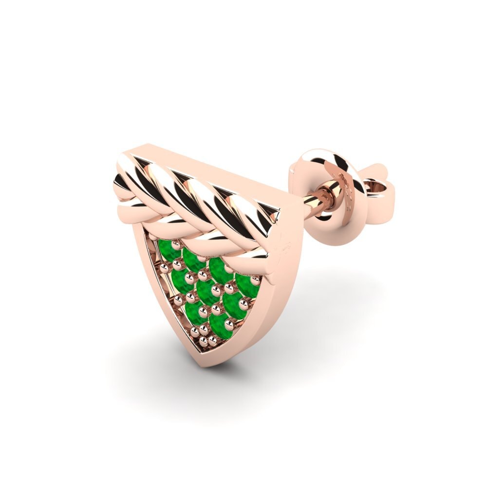 14ct Rose Gold Emerald Men's Earring Chambord