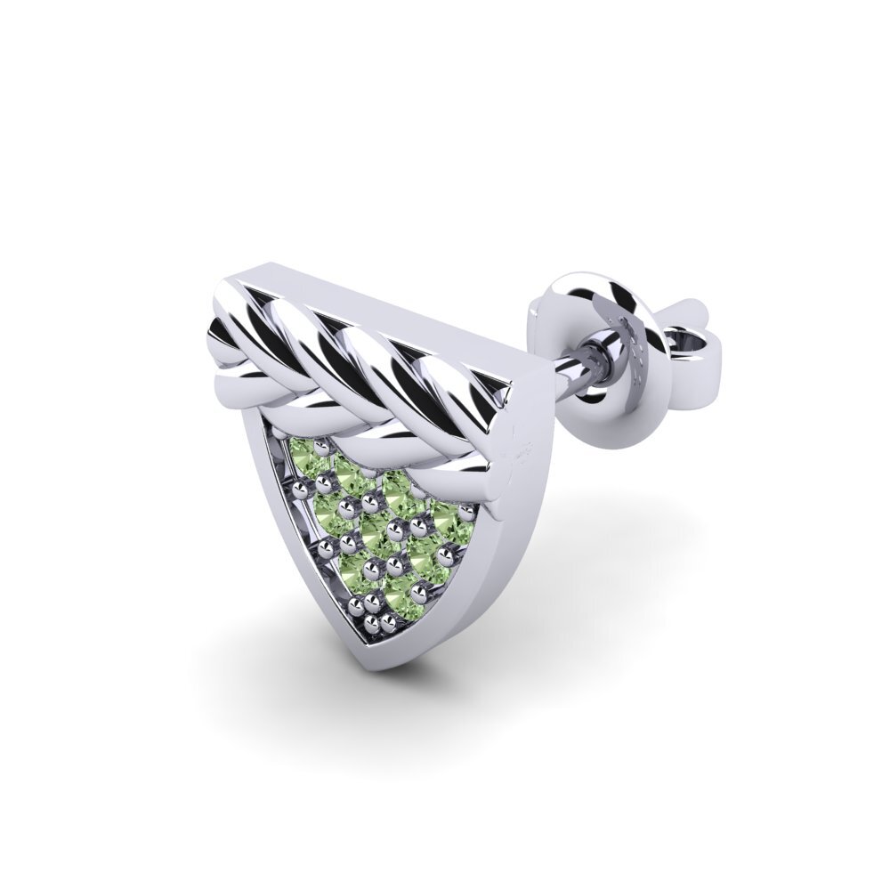 18k Oro Blanco Diamante Verde Pendiente para hombre Chambord