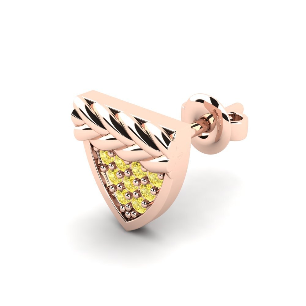 9ct Rose Gold Yellow Sapphire Men's Earring Chambord