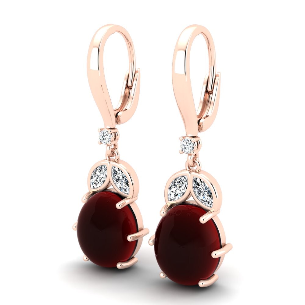 red-375 Cabochon Granada Brincos Feminino Chamisa