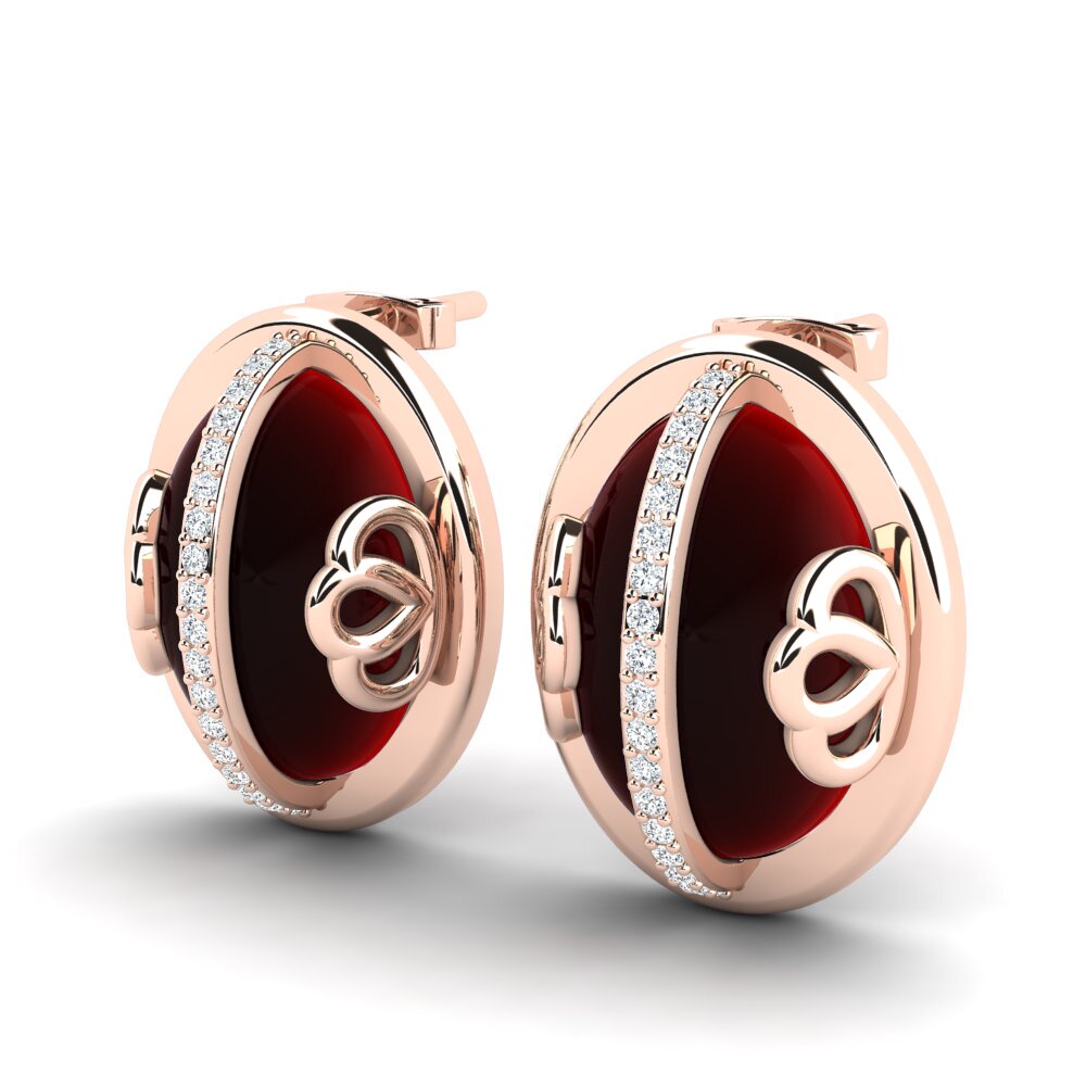 red-375 Cabochon Granada Brincos Feminino Charalin