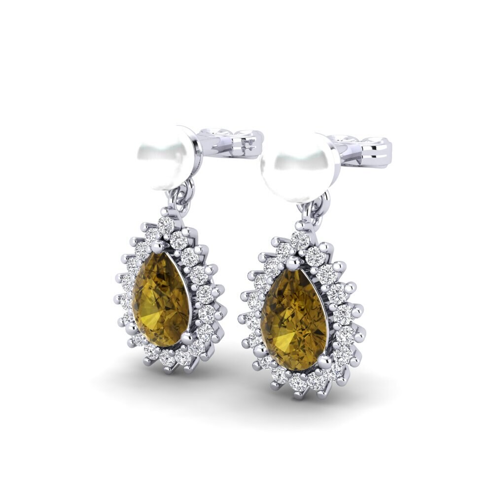 9ct White Gold Brown Zircon Women's Earring Chargeura