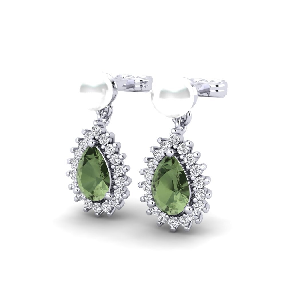 14ct White Gold Green Sapphire Women's Earring Chargeura