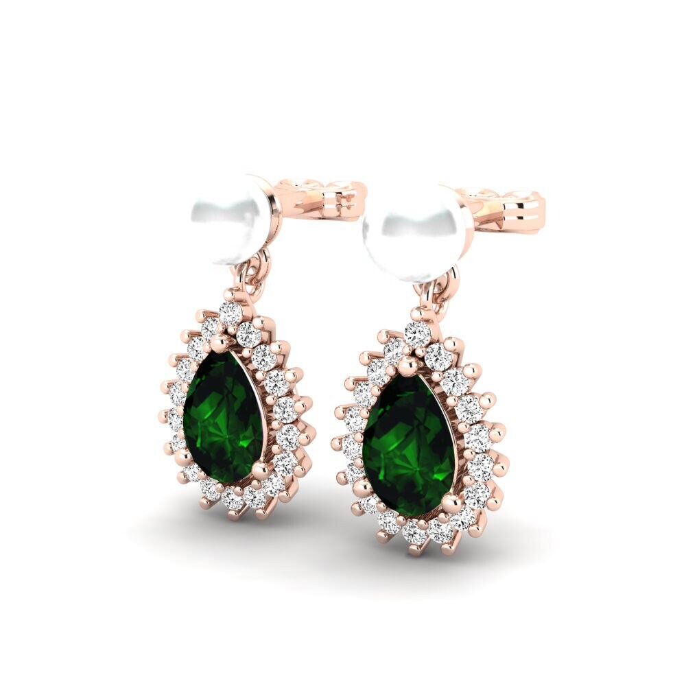 14k Oro Rosa Turmalina verde Pendiente de mujer Chargeura