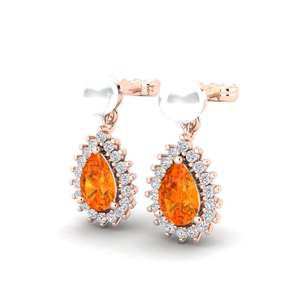 14ct Rose Gold Orange Sapphire Women's Earring Chargeura