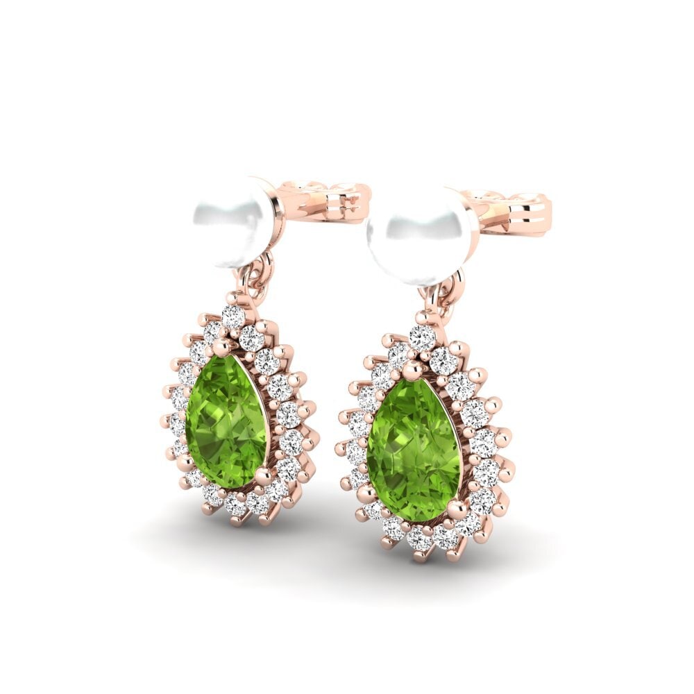 14k Oro Rosa Peridoto Pendiente de mujer Chargeura