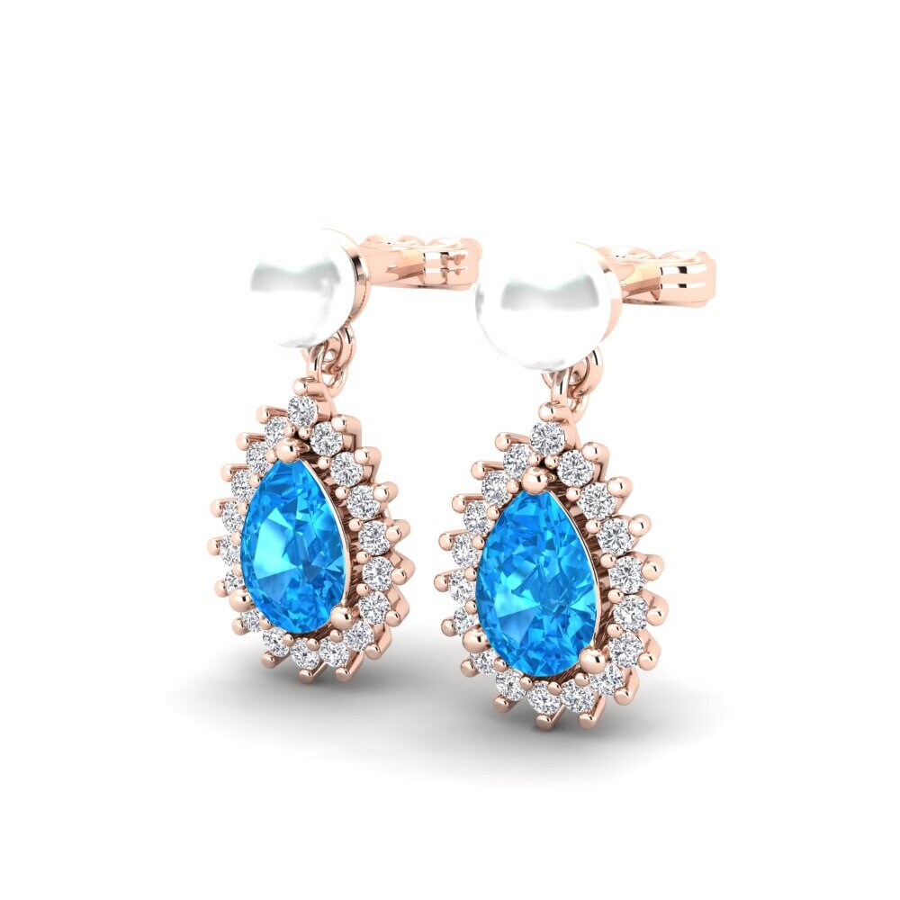 9ct Rose Gold Blue Topaz Women's Earring Chargeura