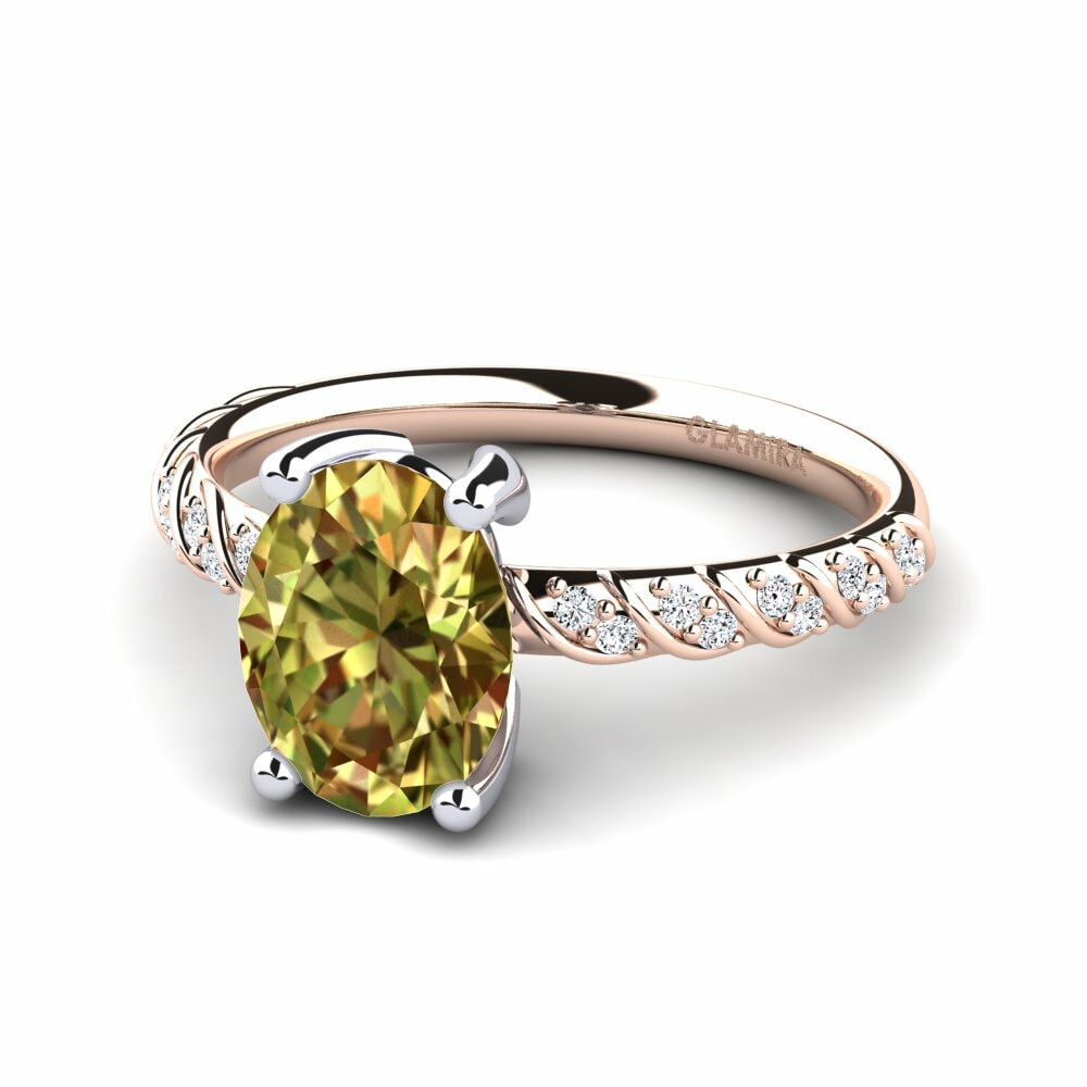 Bagues Or Rose& Blanc 14k Pierre de Sultan Exclusif