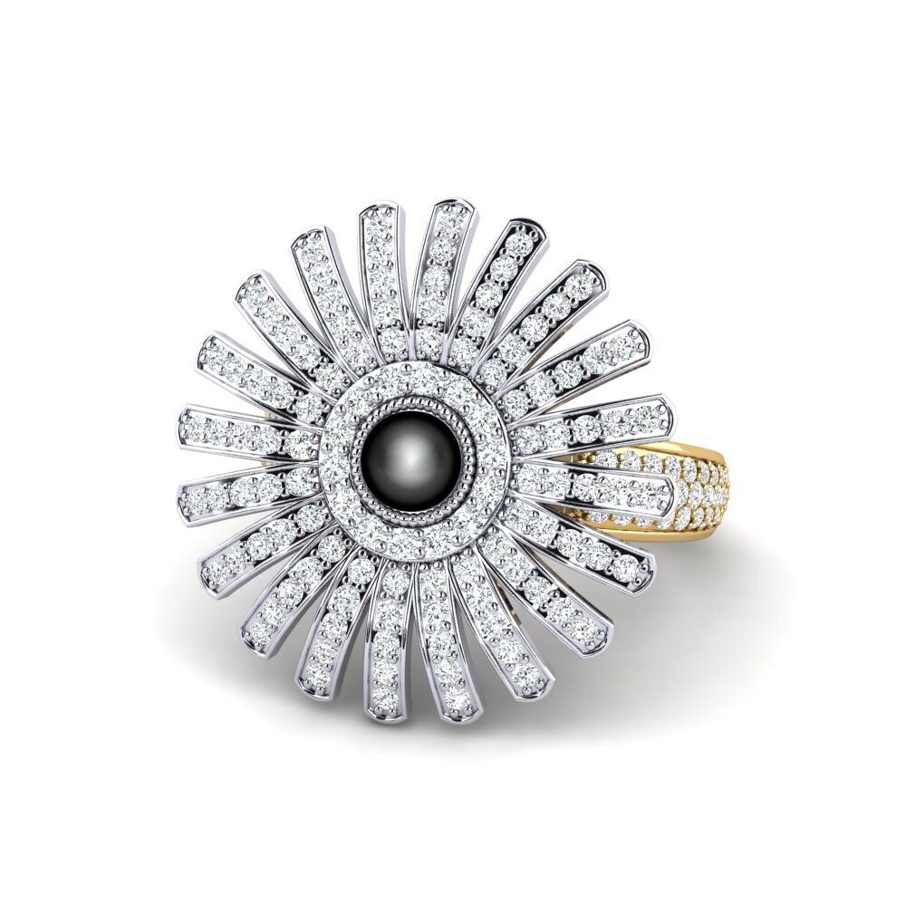 9k Oro Amarillo & Blanco Circonita Anillo Charltone