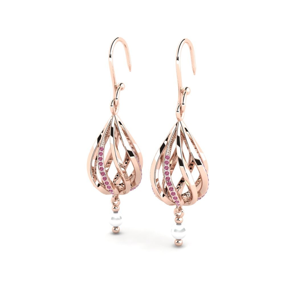 14k Oro Rosa Granate Rhodolite Pendiente de mujer Charron