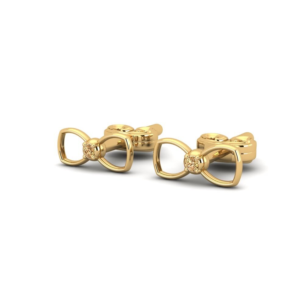 14ct Yellow Gold Brown Diamond Women's Earring Charten