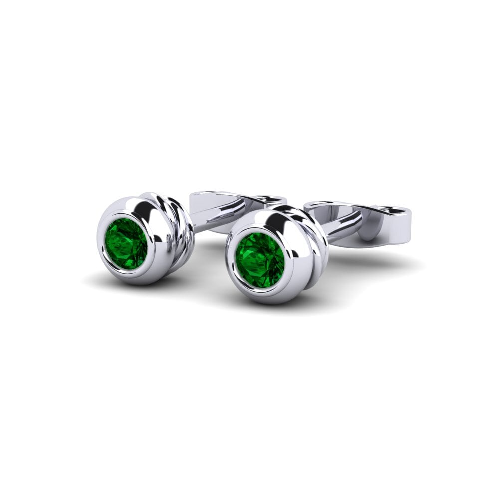 18k Oro Blanco Circonita Verde Pendiente de mujer Chassepot