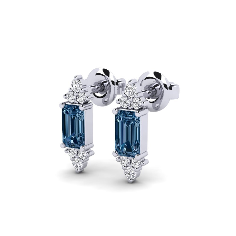 White Silver Blue Diamond Women's Earring Chaumont
