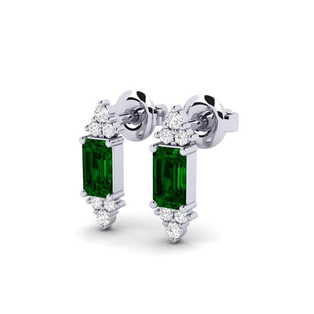 950 Palladium Green Zirconia Women's Earring Chaumont
