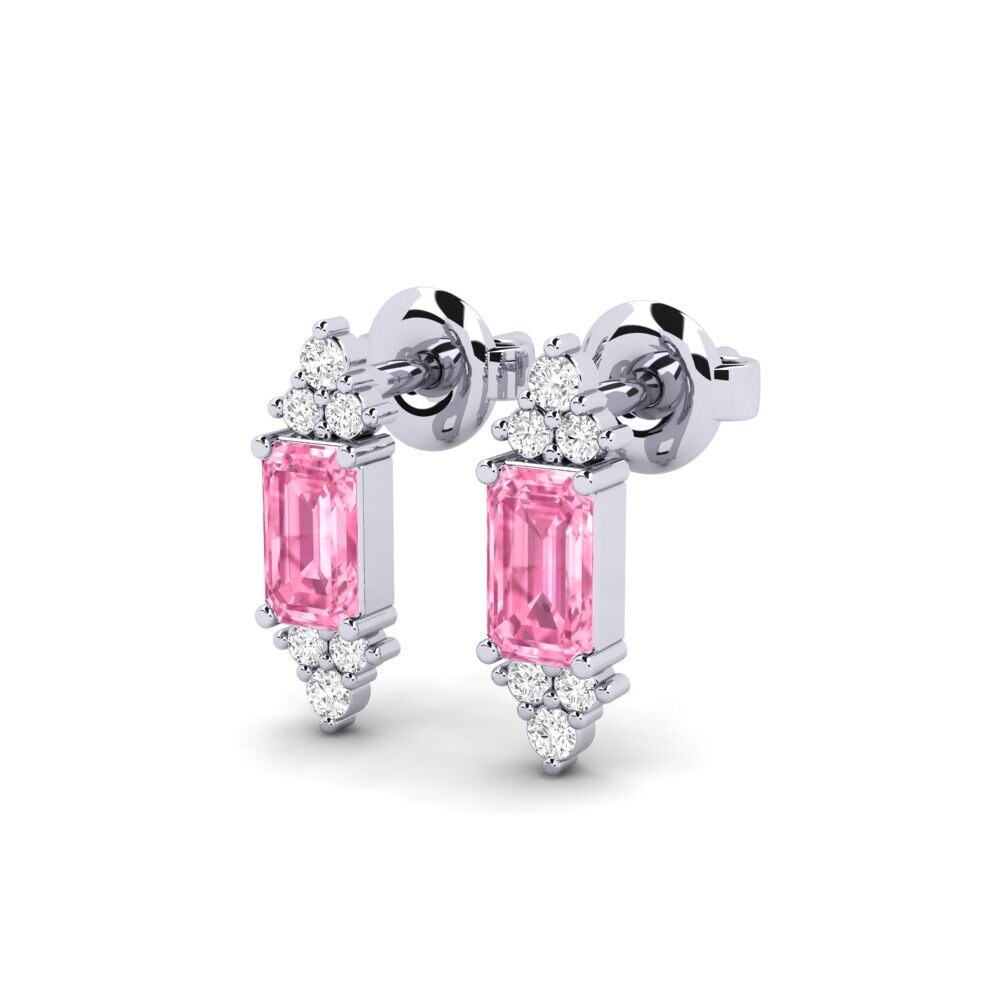 18k White Gold Pink Sapphire Women's Earring Chaumont